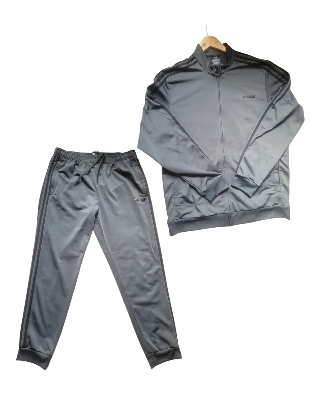Adidas Gray Athletic Track Jacket & Pants Set Sz Xl
